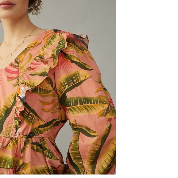 Anthropologie Farm Rio Yasmine Ruffled Blouse new with tag - Picture 2 of 8